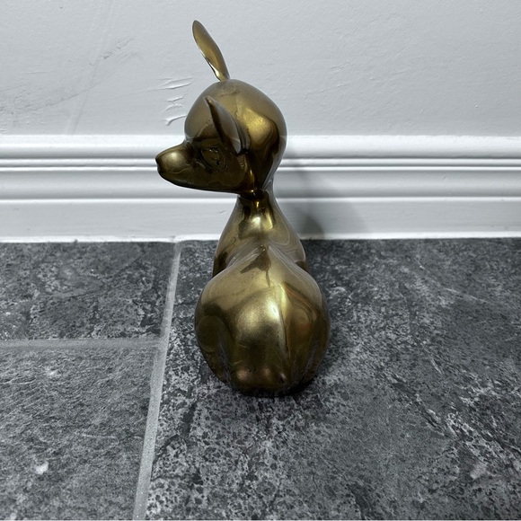 Vintage Brass Fawn Deer Sculpture 6.5"x6" Spring Home Decor Sitting Baby Deer - Picture 2 of 16